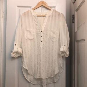 2 for $20 Lou & Grey white striped oversized blouse